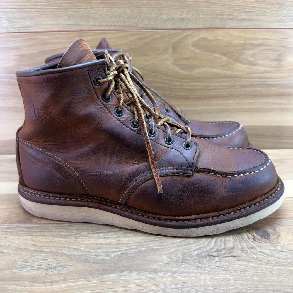 RED WING Copper Rough Tough Moc Toe Boot Men 10.5 D Heritage Soft Toe Wedge 1907